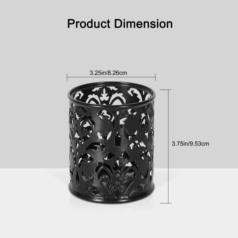 EasyPAG Black Pen Holder for Desk, 2 Pack Round Pen Organizer, Brush Holder for Vanity, Metal Pencil Cup Organizer for Home, Office, Classroom, School - Image 3
